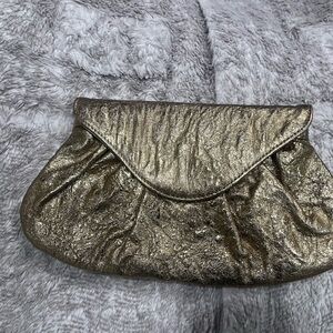 Lauren Merkin gold clutch- evening bag